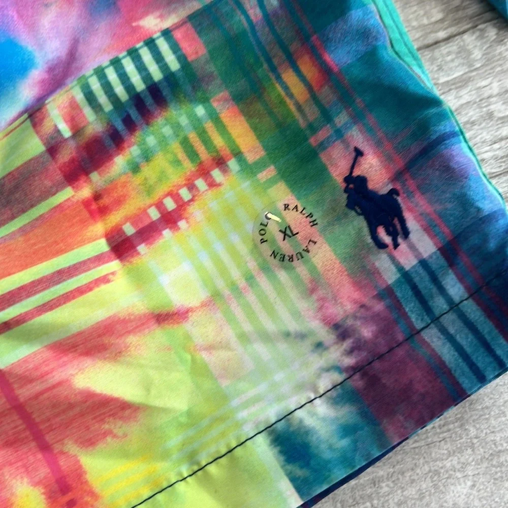 Polo Ralph‎ Lauren Swim Shorts Trunks Colorful Plaid Packable Mens Size XL